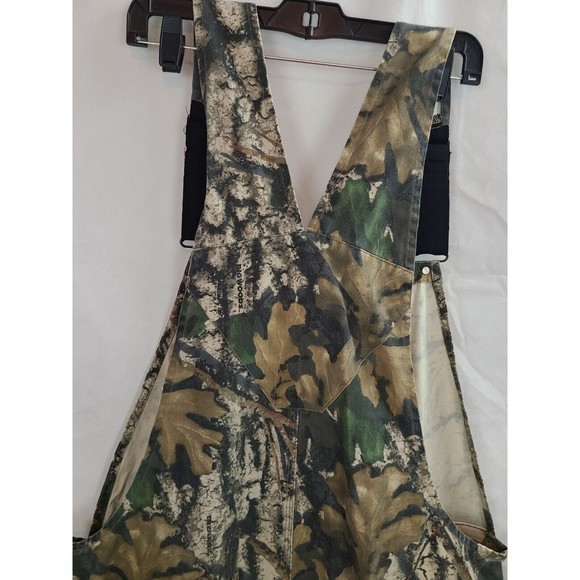 Trebark Bigwoods Men's (XL) Brown, Green Camo Hunting Cargo Bib Overalls - Picture 8 of 13